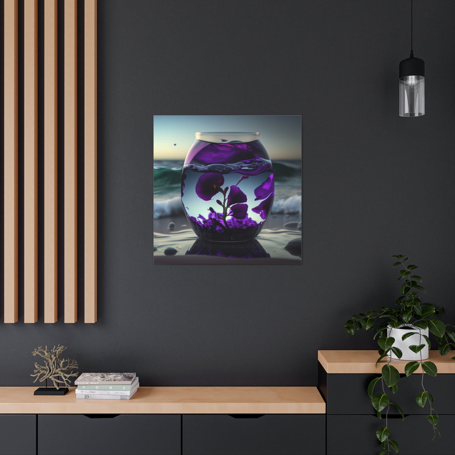 Canvas Gallery Wraps Purple Sweet pea in a vase 4