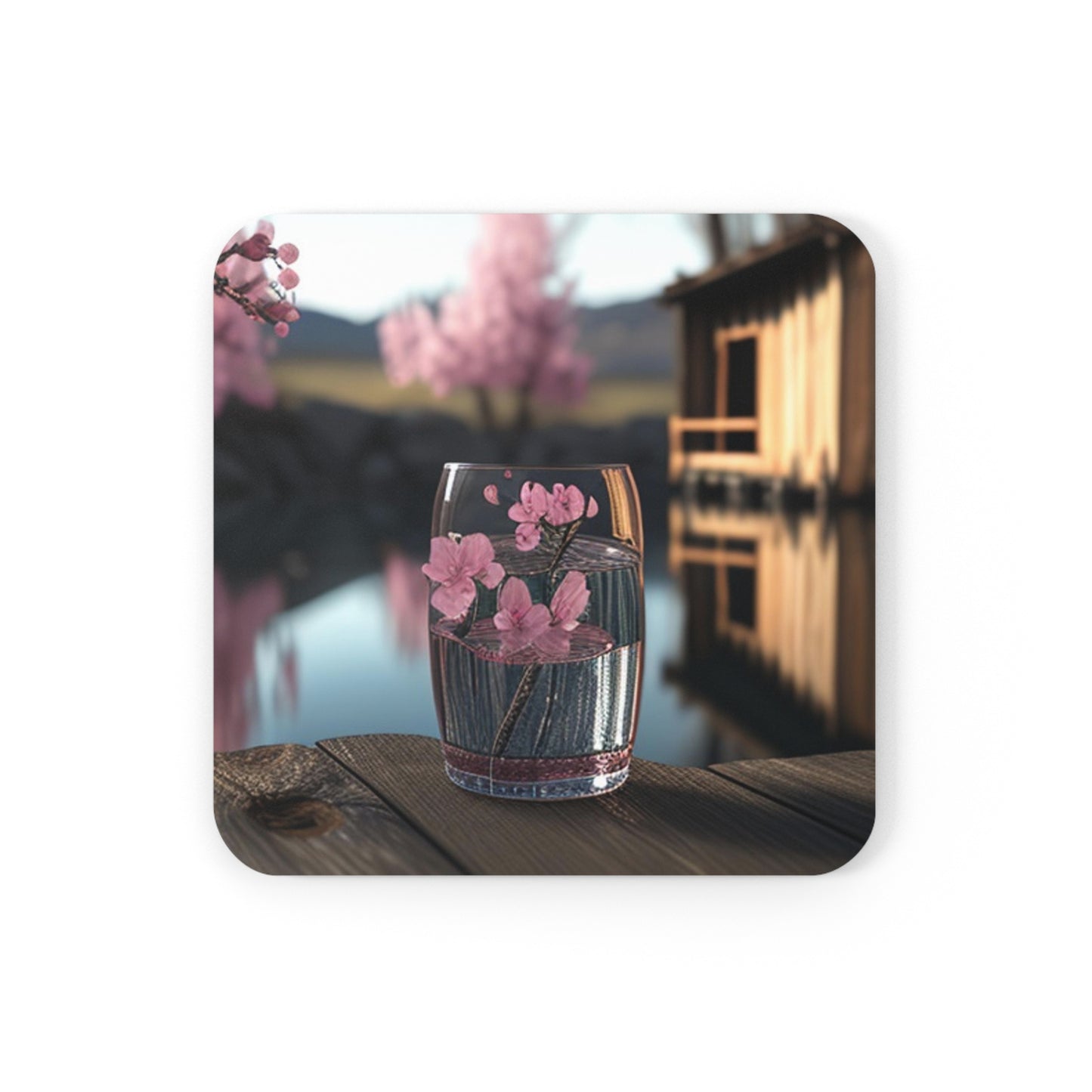 Cork Back Coaster Cherry Blossom 1