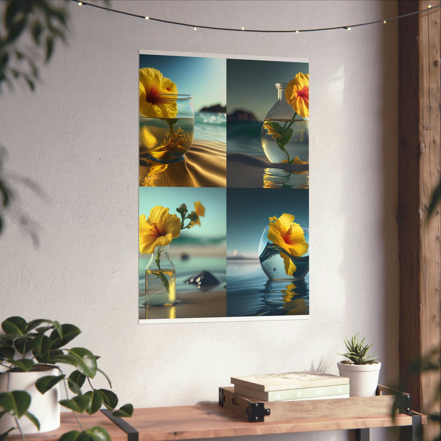 Premium Matte Vertical Posters Yellow Hibiscus glass 5