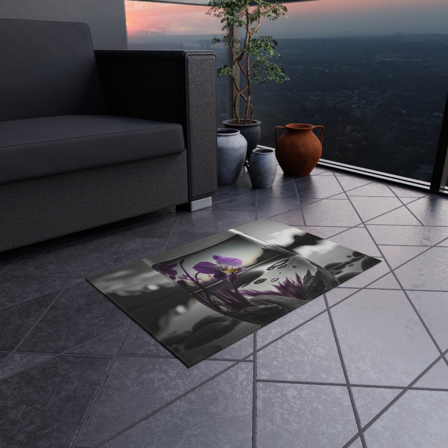 Outdoor Rug  Purple Orchid Glass vase 2