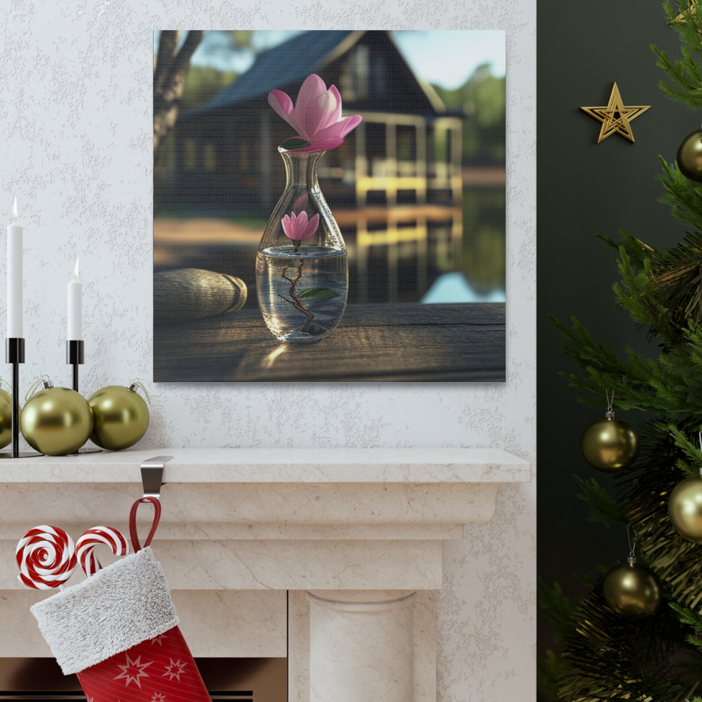 Canvas Gallery Wraps Magnolia in a Glass vase 4