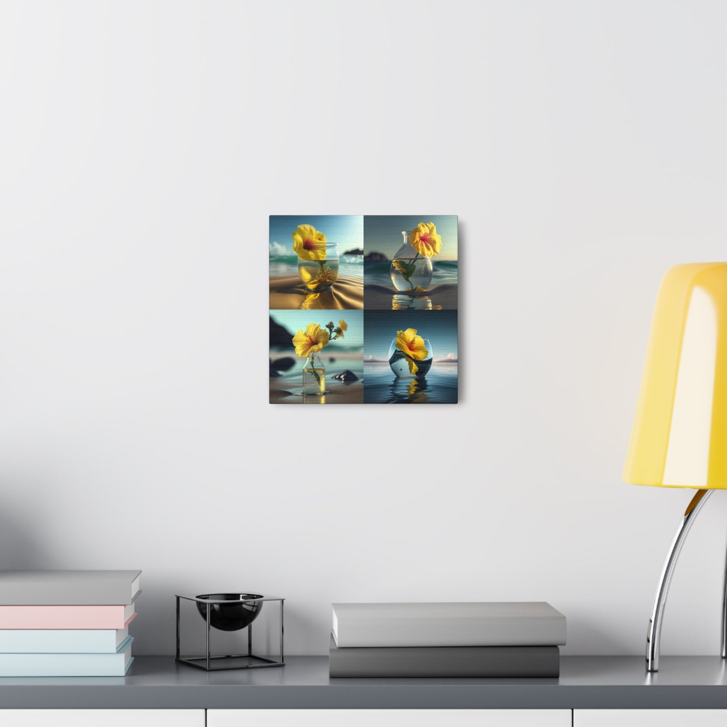 Canvas Gallery Wraps Yellow Hibiscus glass 5