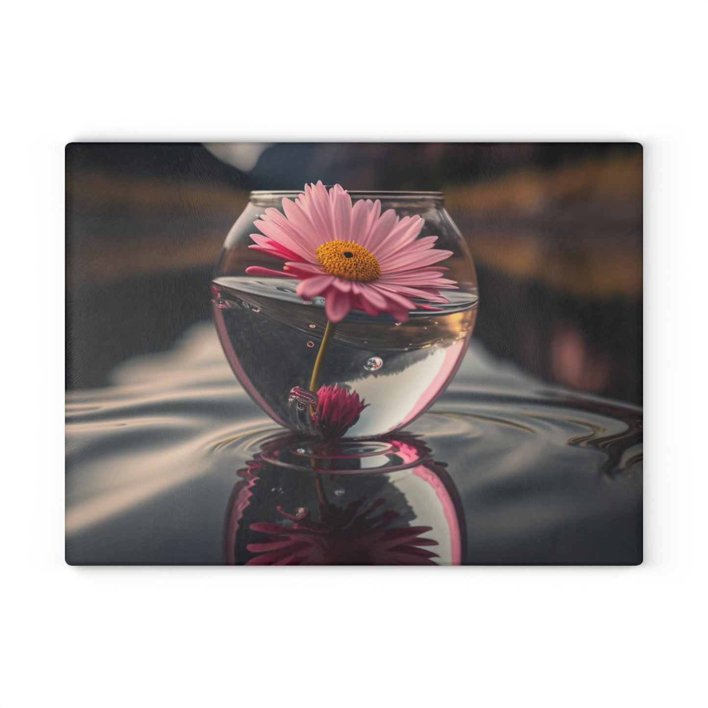 Glass Cutting Board Daisy in a vase 3