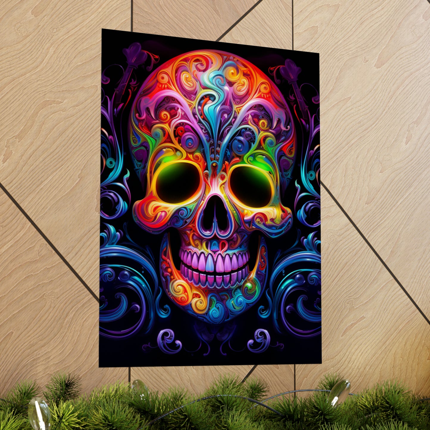 Premium Matte Vertical Posters Macro Skull Color 2