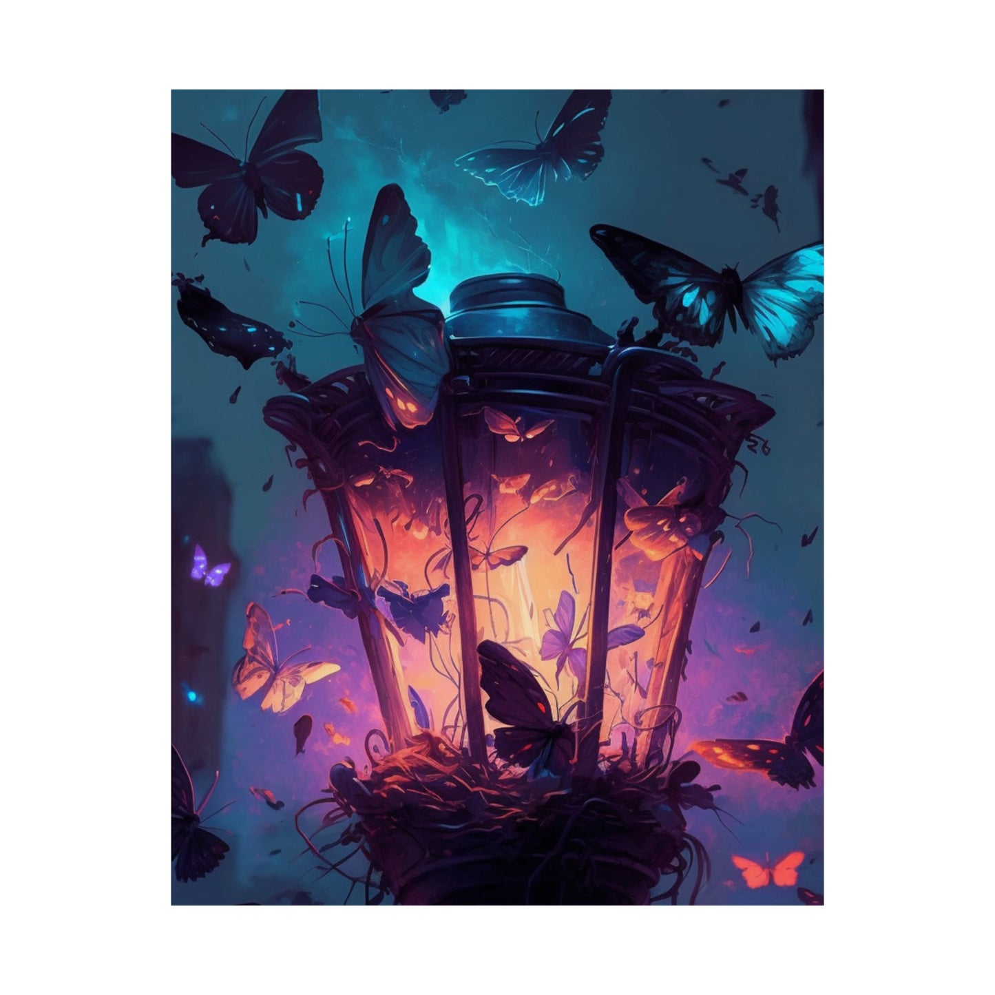 Premium Matte Vertical Posters Street Light Butterfly 3