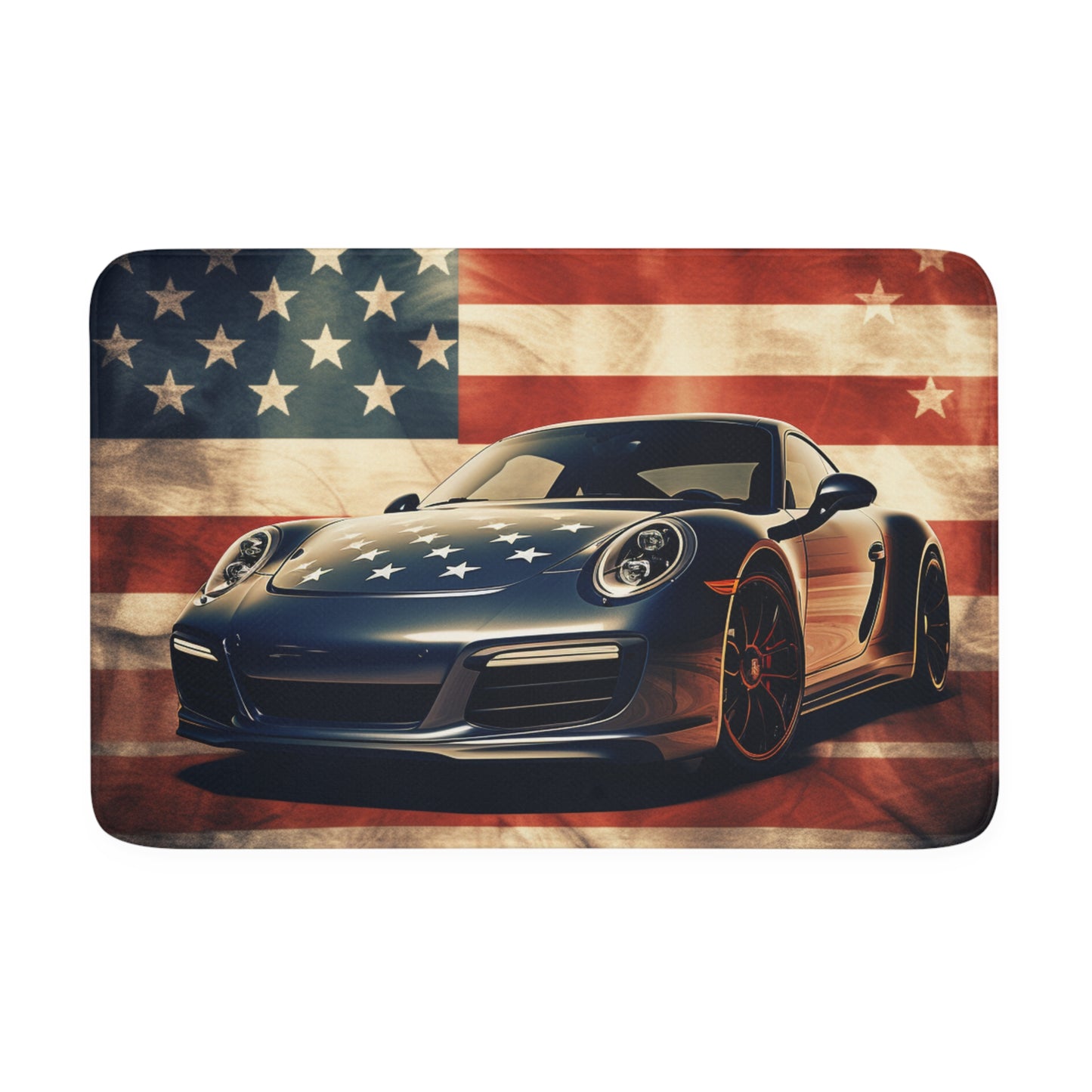 Memory Foam Bath Mat Abstract American Flag Background Porsche 3