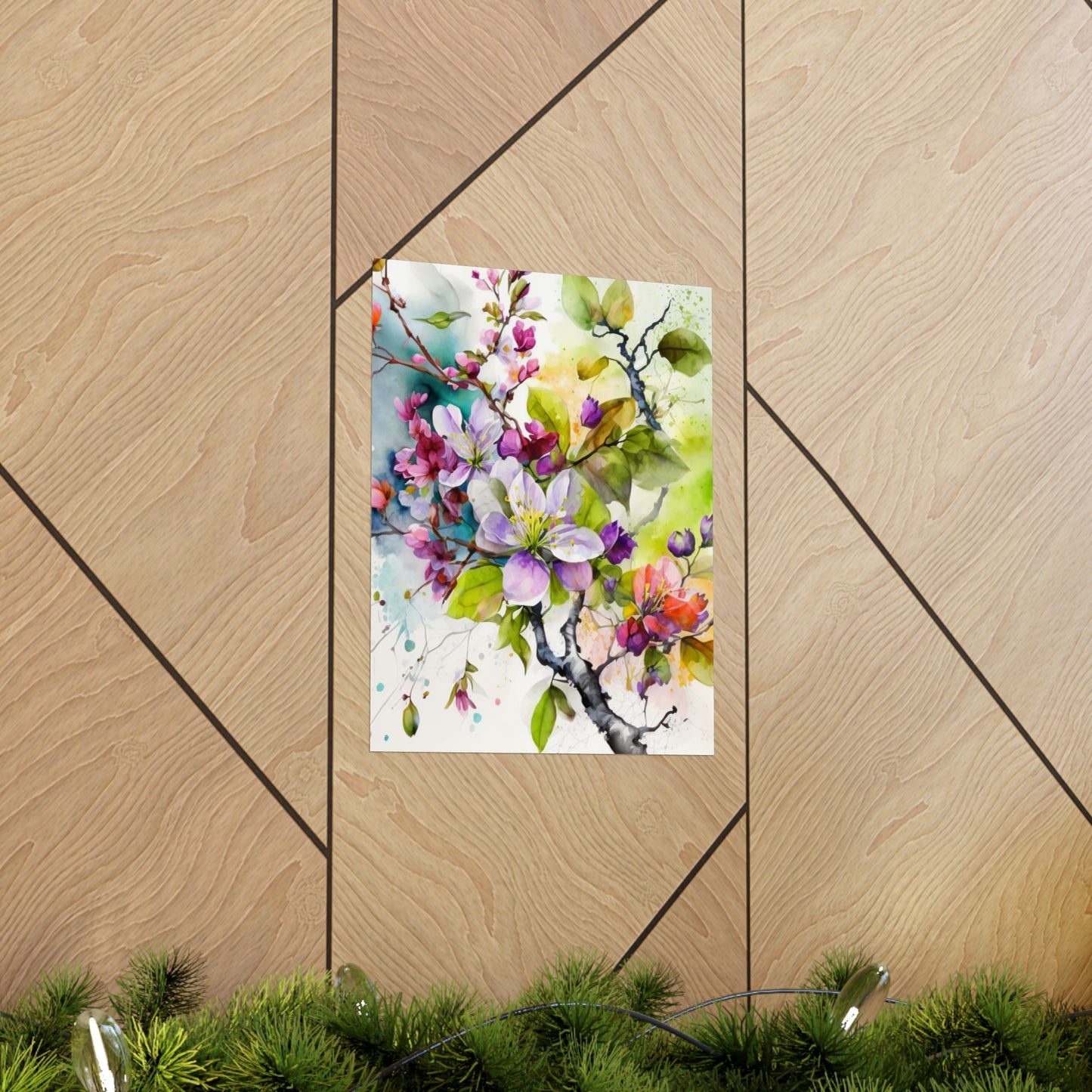 Premium Matte Vertical Posters Mother Nature Bright Spring Colors Realistic Watercolor 4