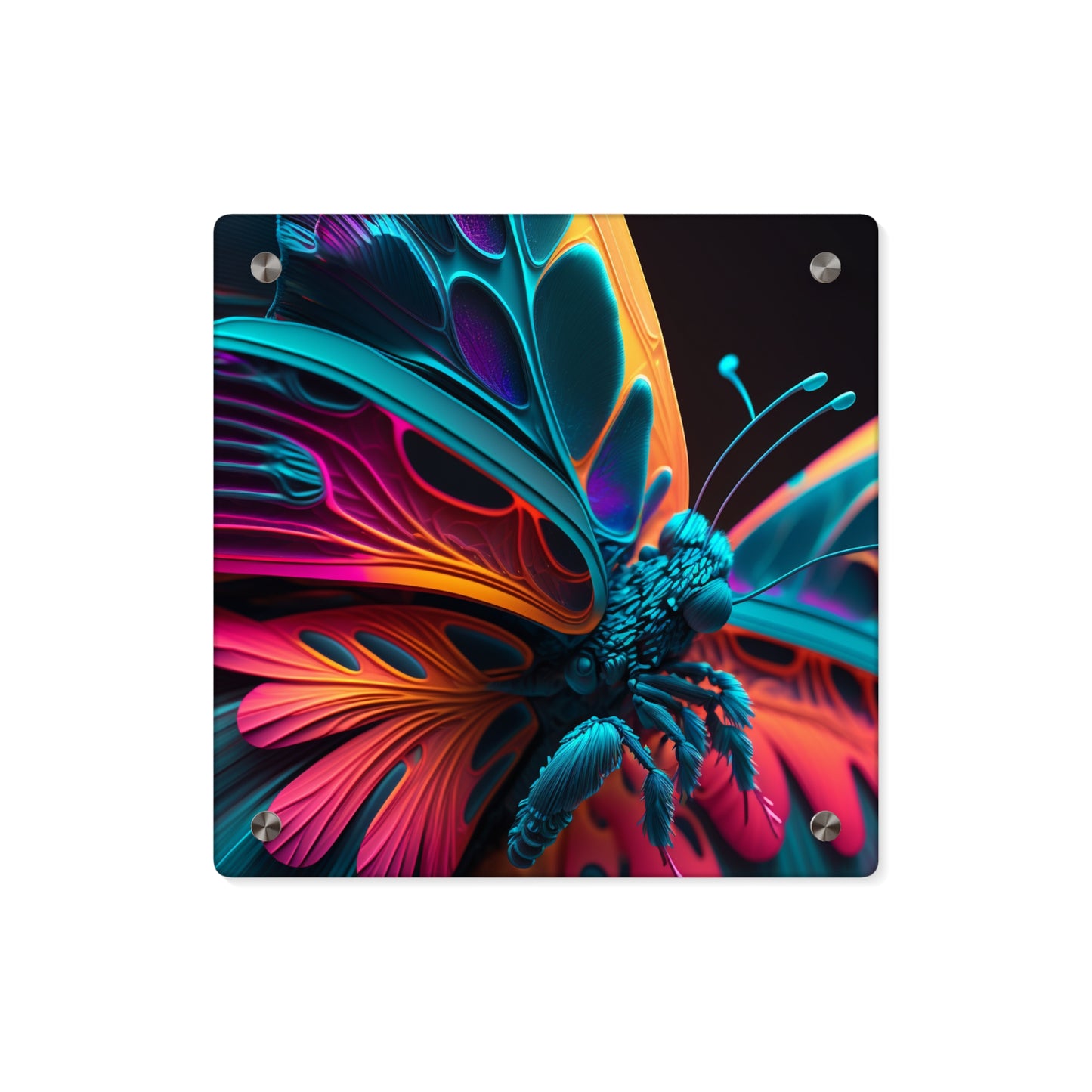 Acrylic Wall Art Panels Neon Butterfly Macro 4