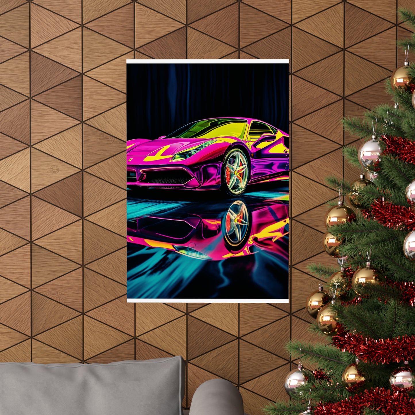 Premium Matte Vertical Posters Pink Ferrari Macro 3