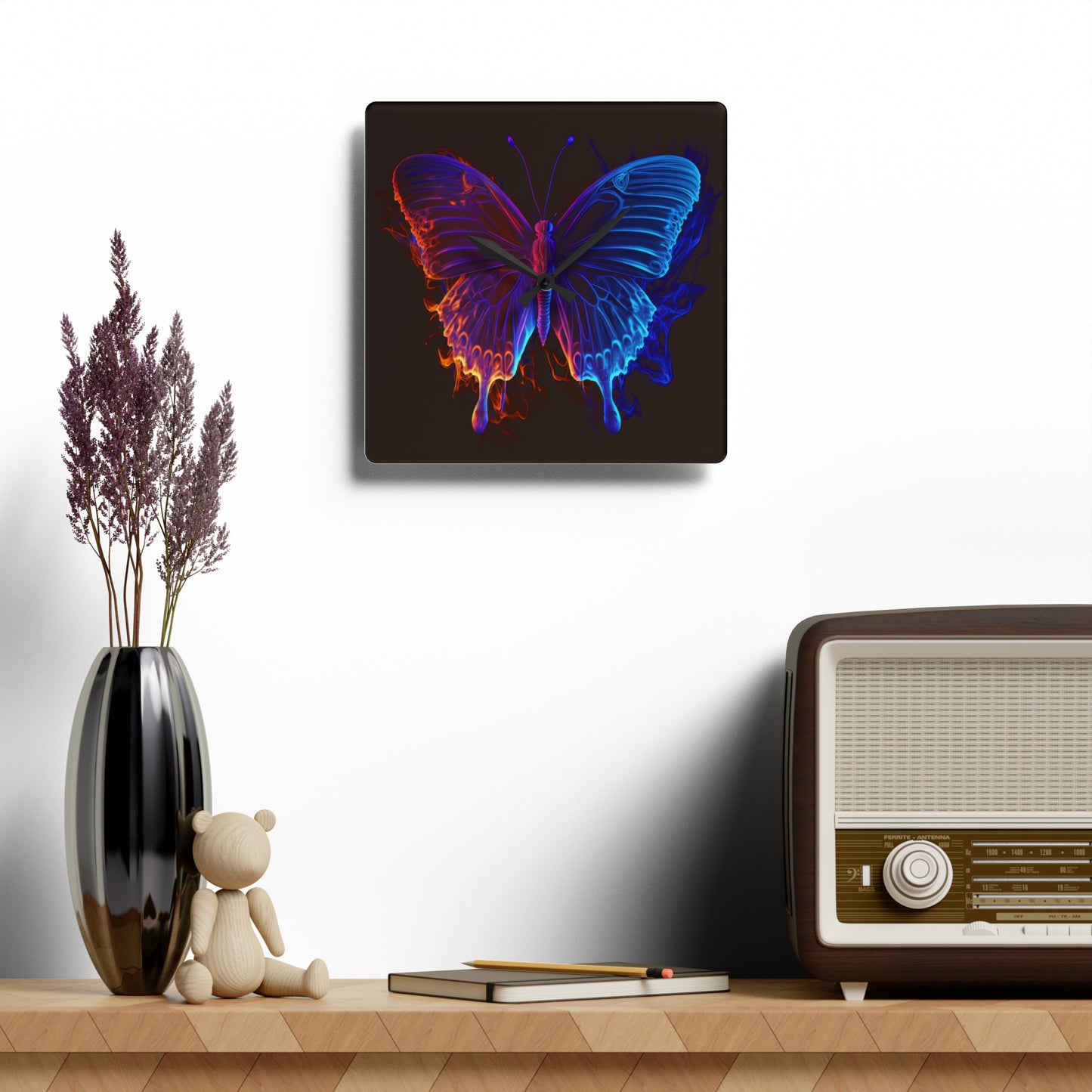 Acrylic Wall Clock Thermal Butterfly 1