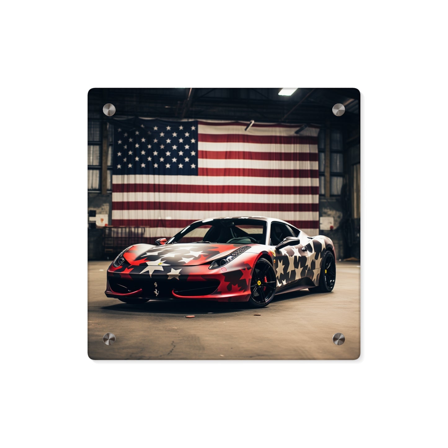 Acrylic Wall Art Panels American Flag Farrari 1