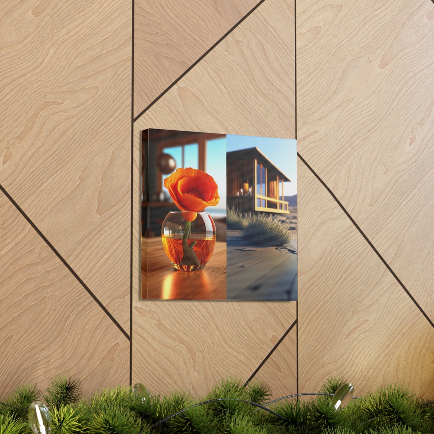 Canvas Gallery Wraps Poppy in a Glass Vase 3
