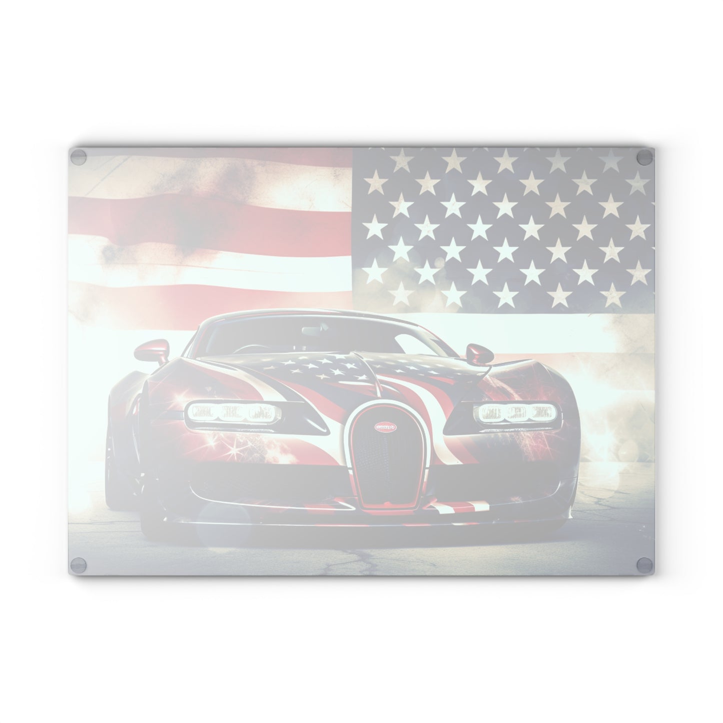 Glass Cutting Board Abstract American Flag Background Bugatti 1