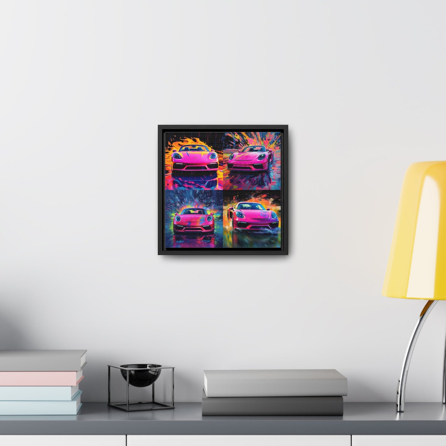 Gallery Canvas Wraps, Square Frame Pink Porsche water fusion 5