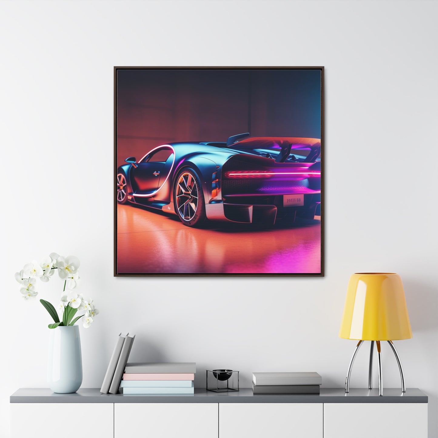 Gallery Canvas Wraps, Square Frame Hyper Bugatti Neon Chiron 2