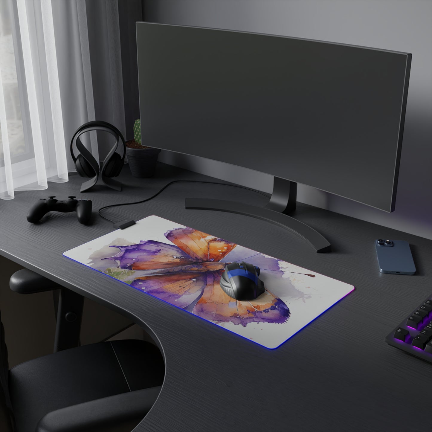 LED Gaming Mouse Pad MerlinRose Watercolor Butterfly 2