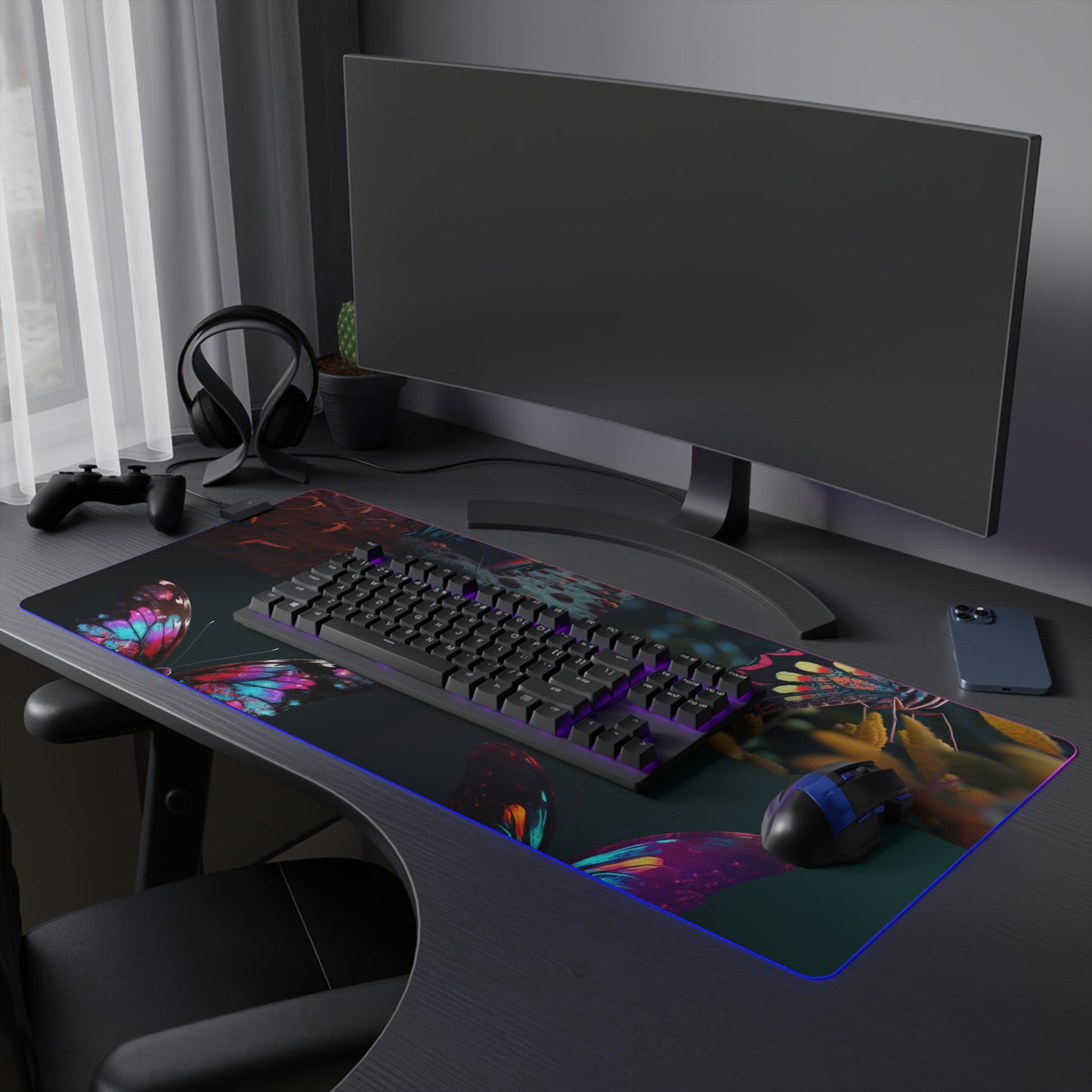 LED Gaming Mouse Pad Hyper Colorful Butterfly Macro 5