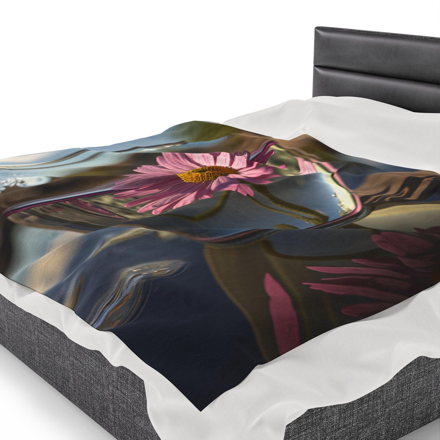 Velveteen Plush Blanket Daisy in a vase 1