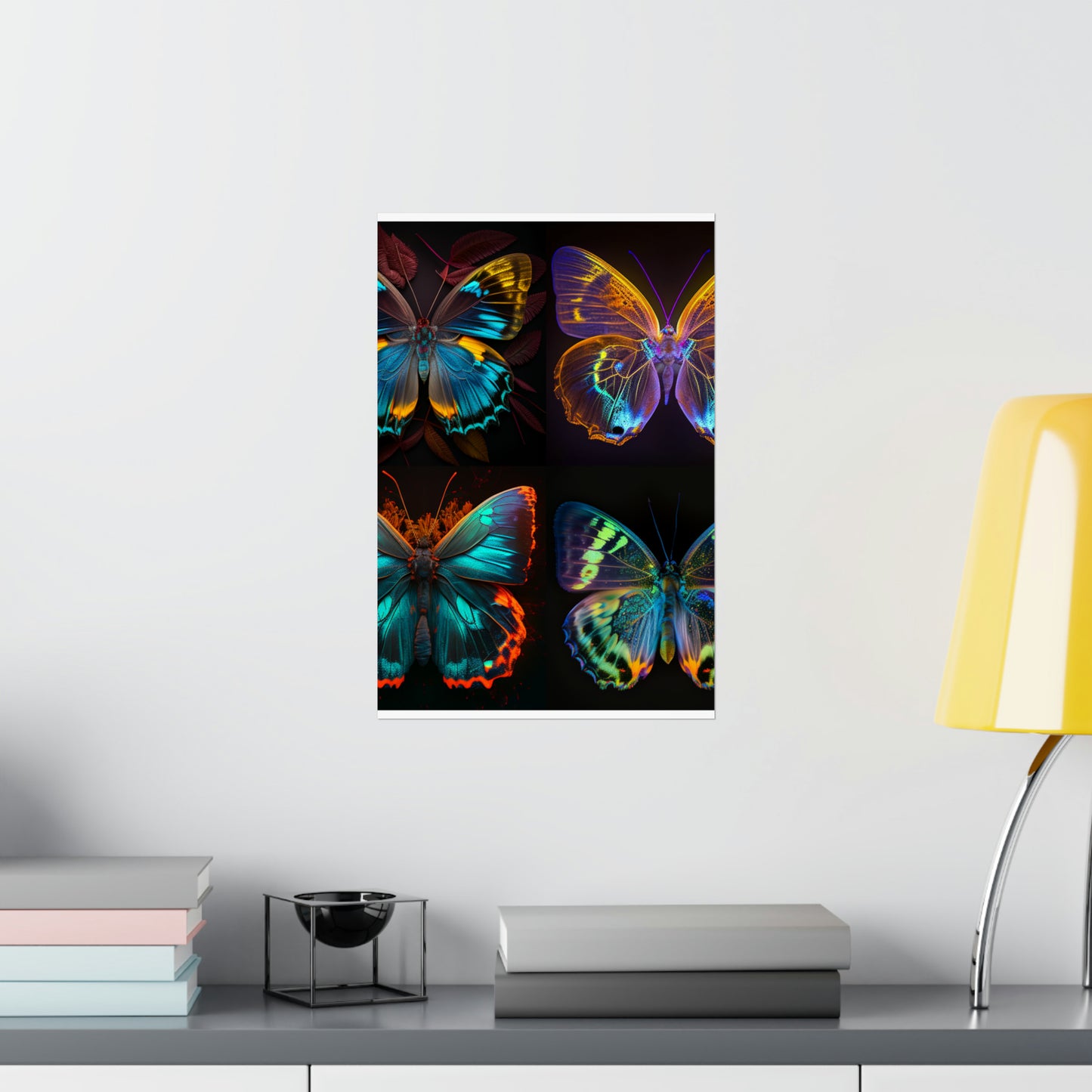 Premium Matte Vertical Posters Neon Butterfly Flair 5