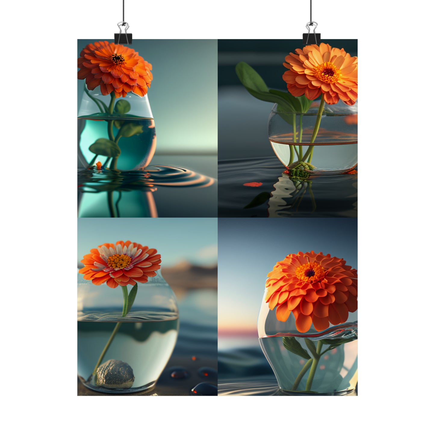 Premium Matte Vertical Posters Orange Zinnia 5