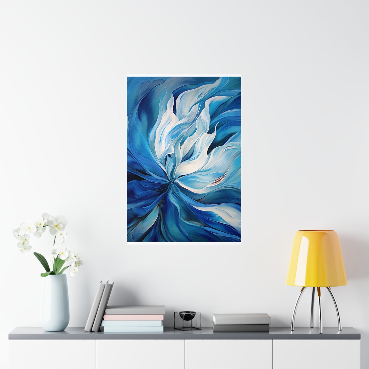 Premium Matte Vertical Posters Blue Tluip Abstract 1