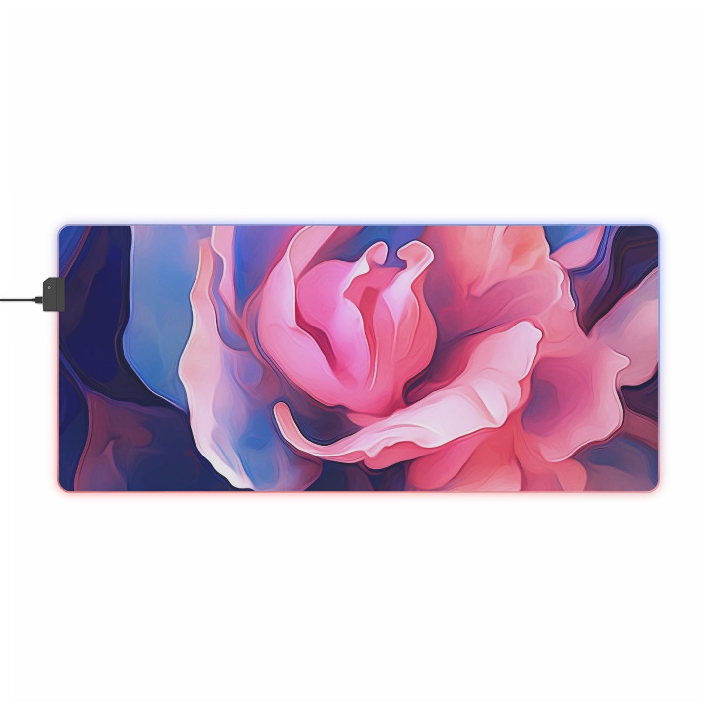 LED Gaming Mouse Pad Pink & Blue Tulip Rose 1