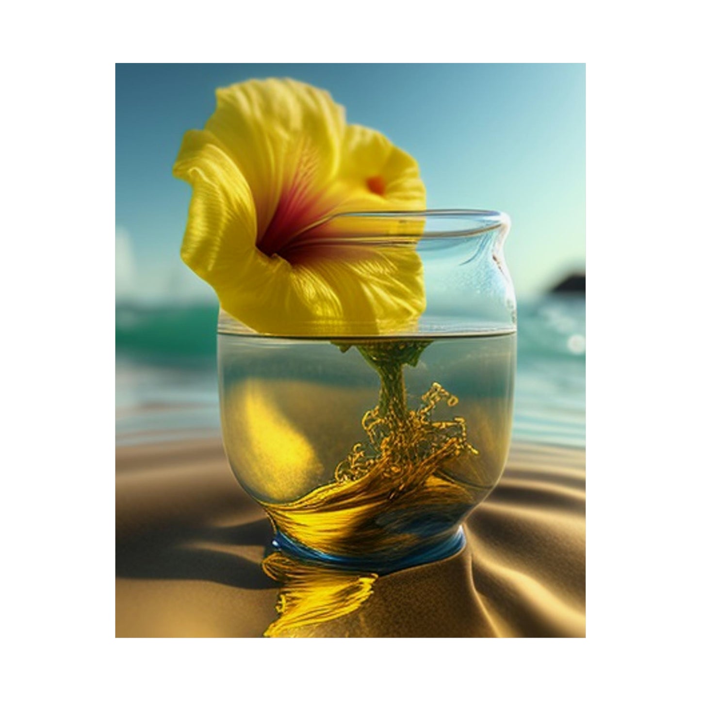 Premium Matte Vertical Posters Yellow Hibiscus glass 1