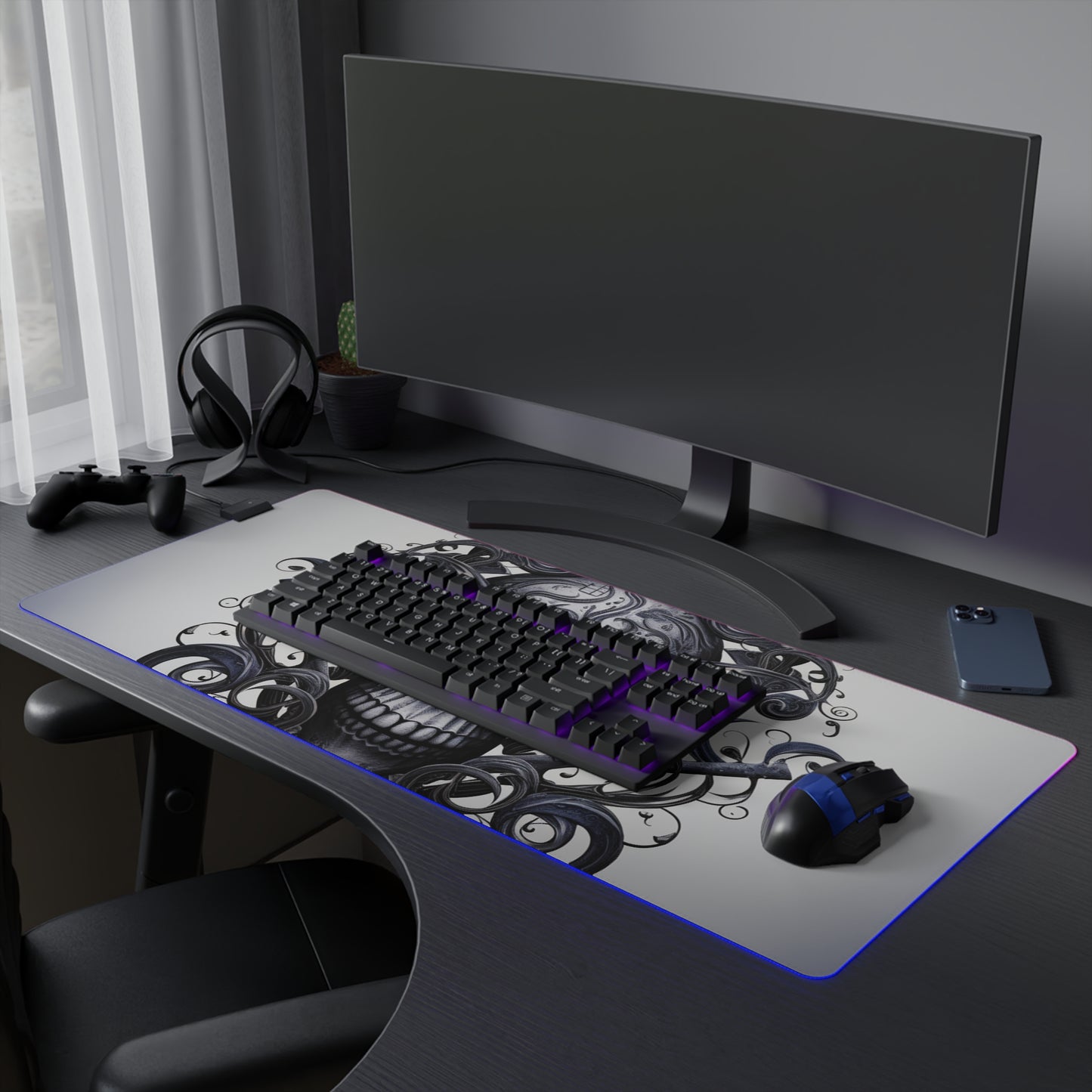 LED Gaming Mouse Pad Skull Treble Clef 1