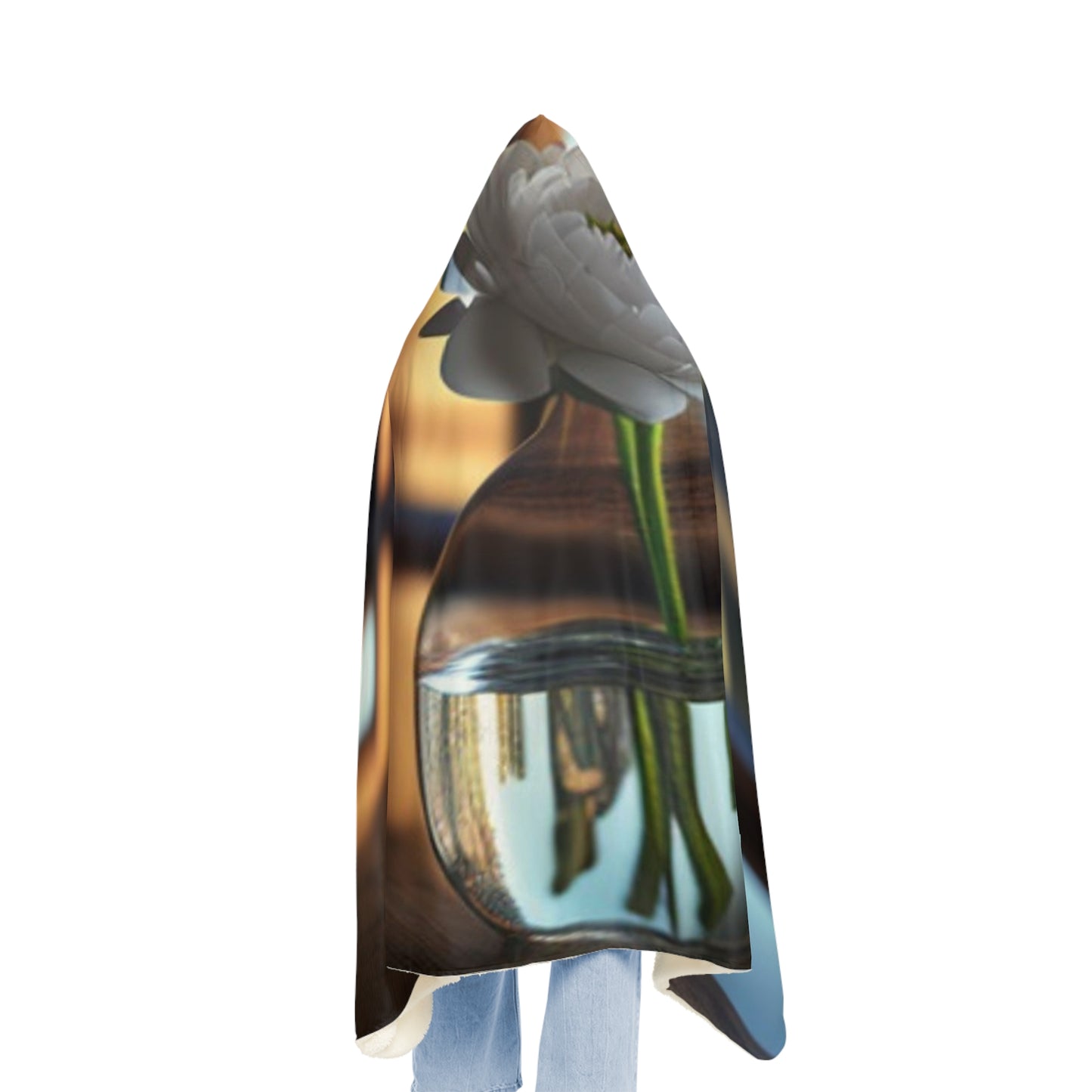 Snuggle Hooded Blanket White Peony glass vase 3