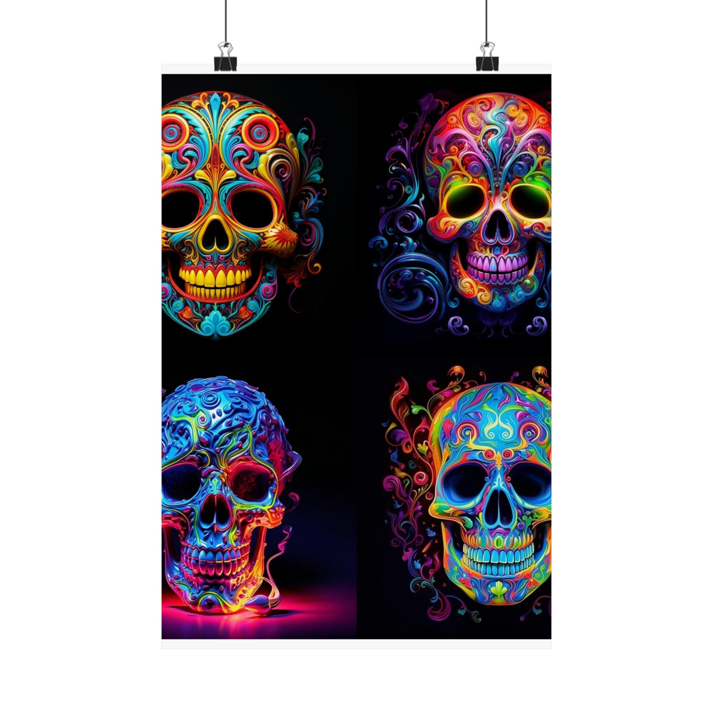 Premium Matte Vertical Posters Macro Skull Color 5