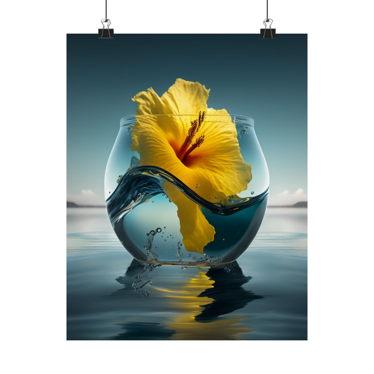 Premium Matte Vertical Posters Yellow Hibiscus glass 4