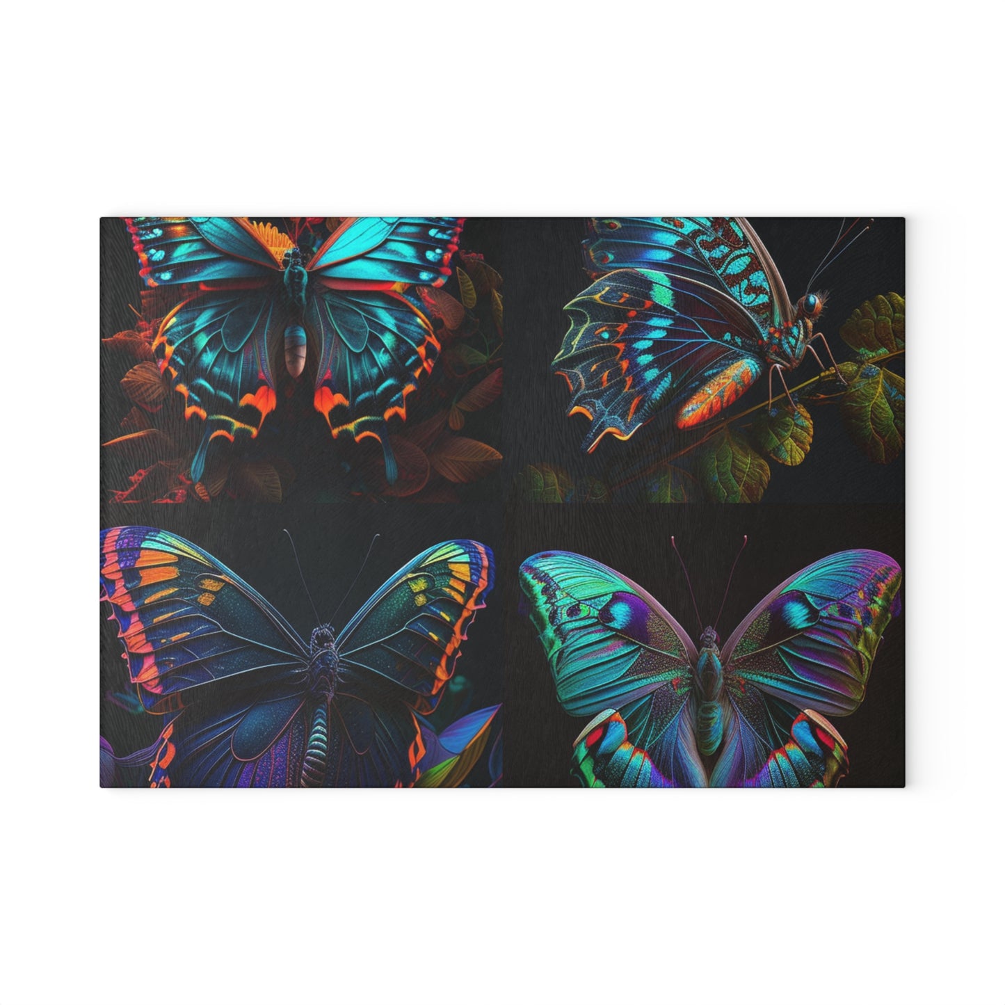 Glass Cutting Board Hue Neon Butterfly 5