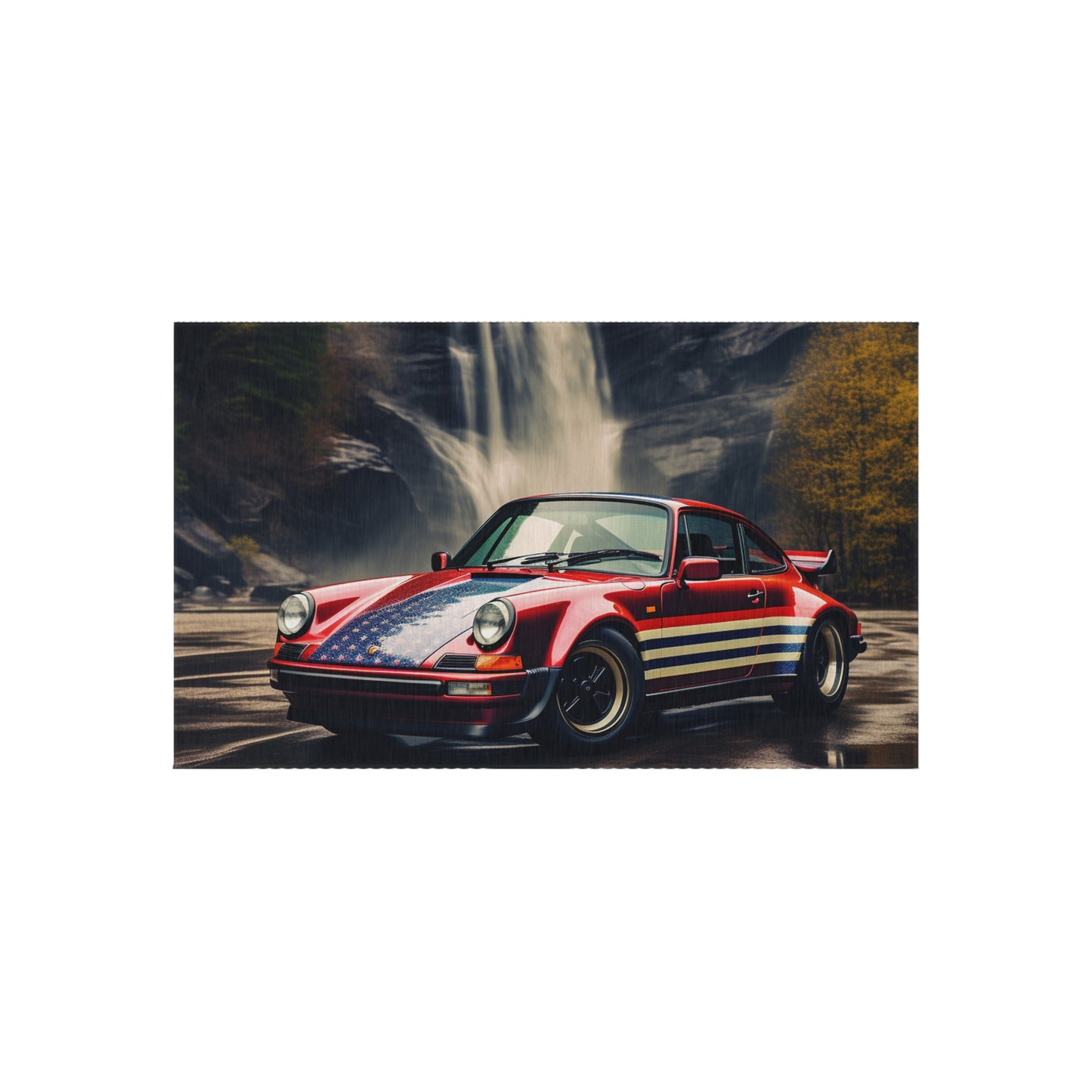 Outdoor Rug  American Flag Porsche Abstract 1