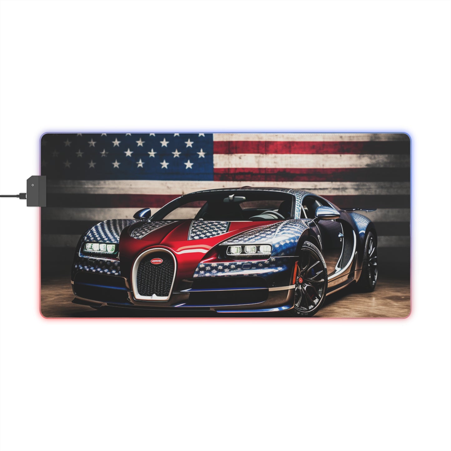 LED Gaming Mouse Pad Bugatti American Flag 1