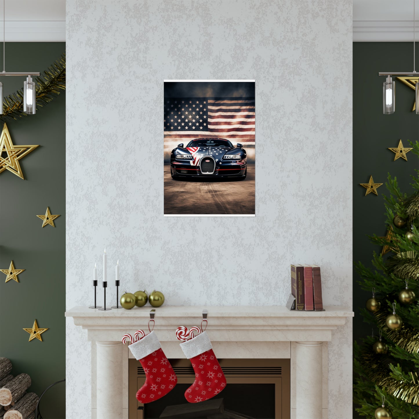 Premium Matte Vertical Posters Bugatti American Flag 2