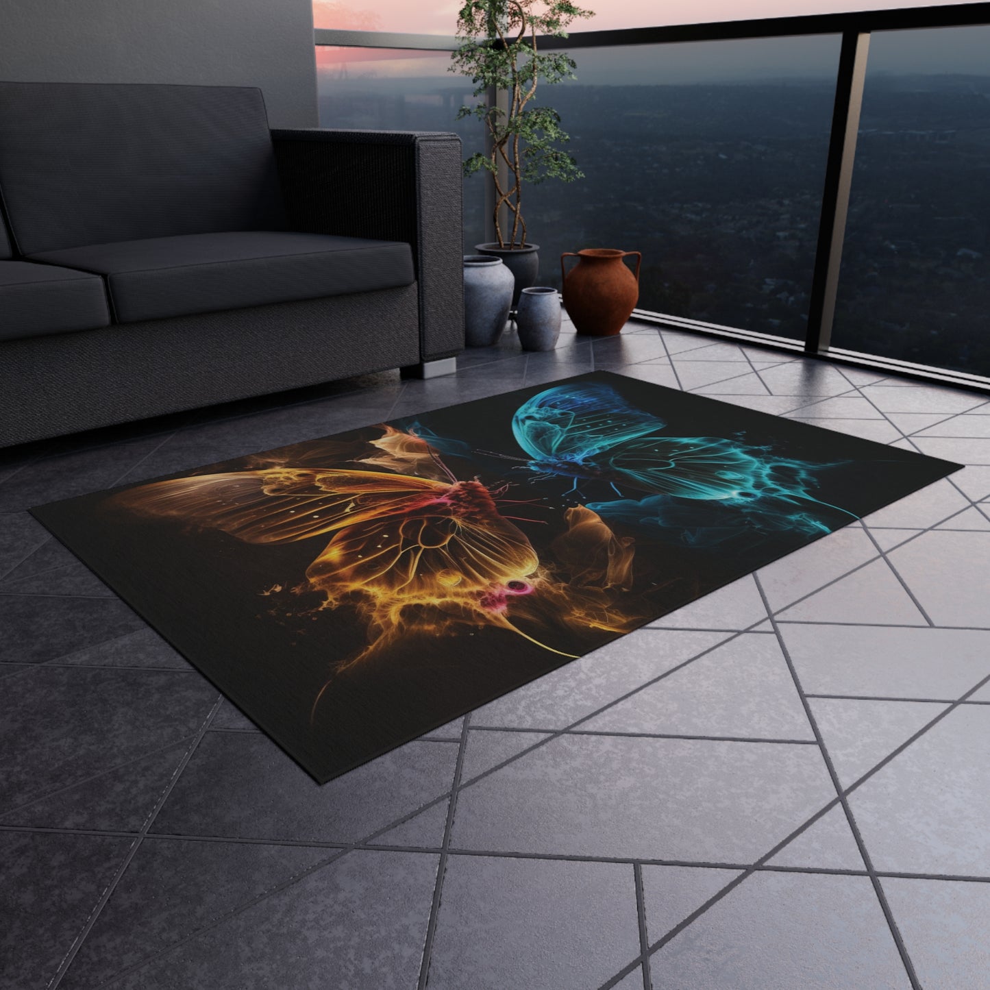 Outdoor Rug  Kiss Neon Butterfly 9