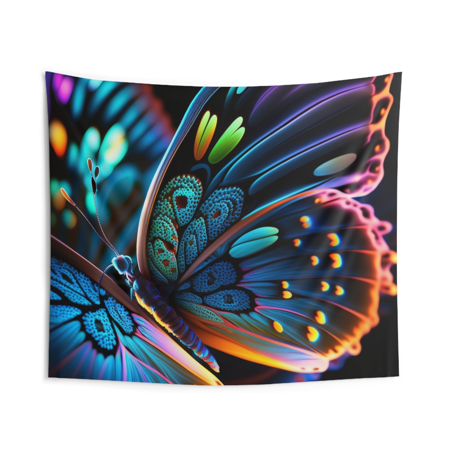 Indoor Wall Tapestries Neon Butterfly Macro 2