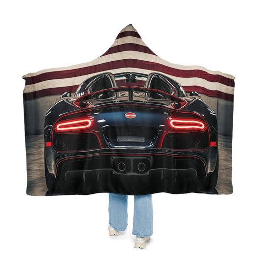 Snuggle Hooded Blanket American Flag Background Bugatti 4