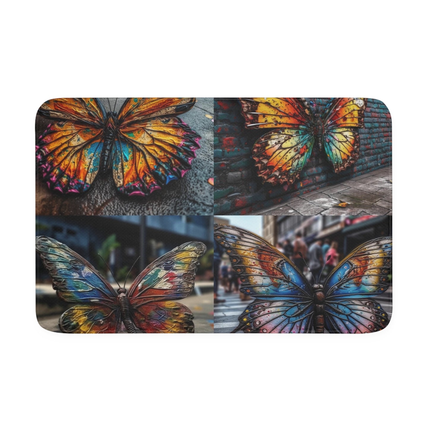 Memory Foam Bath Mat Liquid Street Butterfly 5