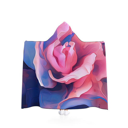 Hooded Blanket Pink & Blue Tulip Rose 1