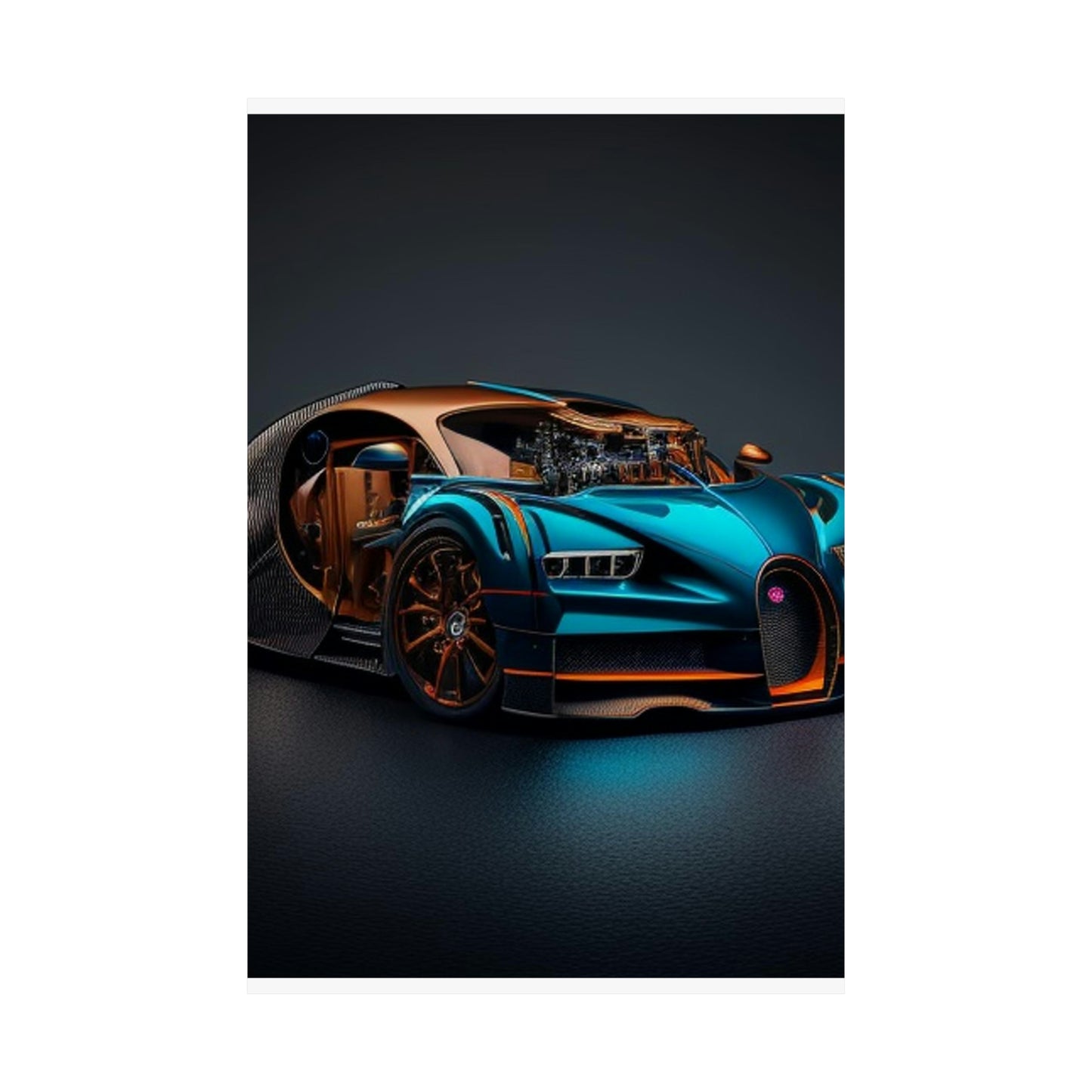 Premium Matte Vertical Posters Bugatti Blue 4