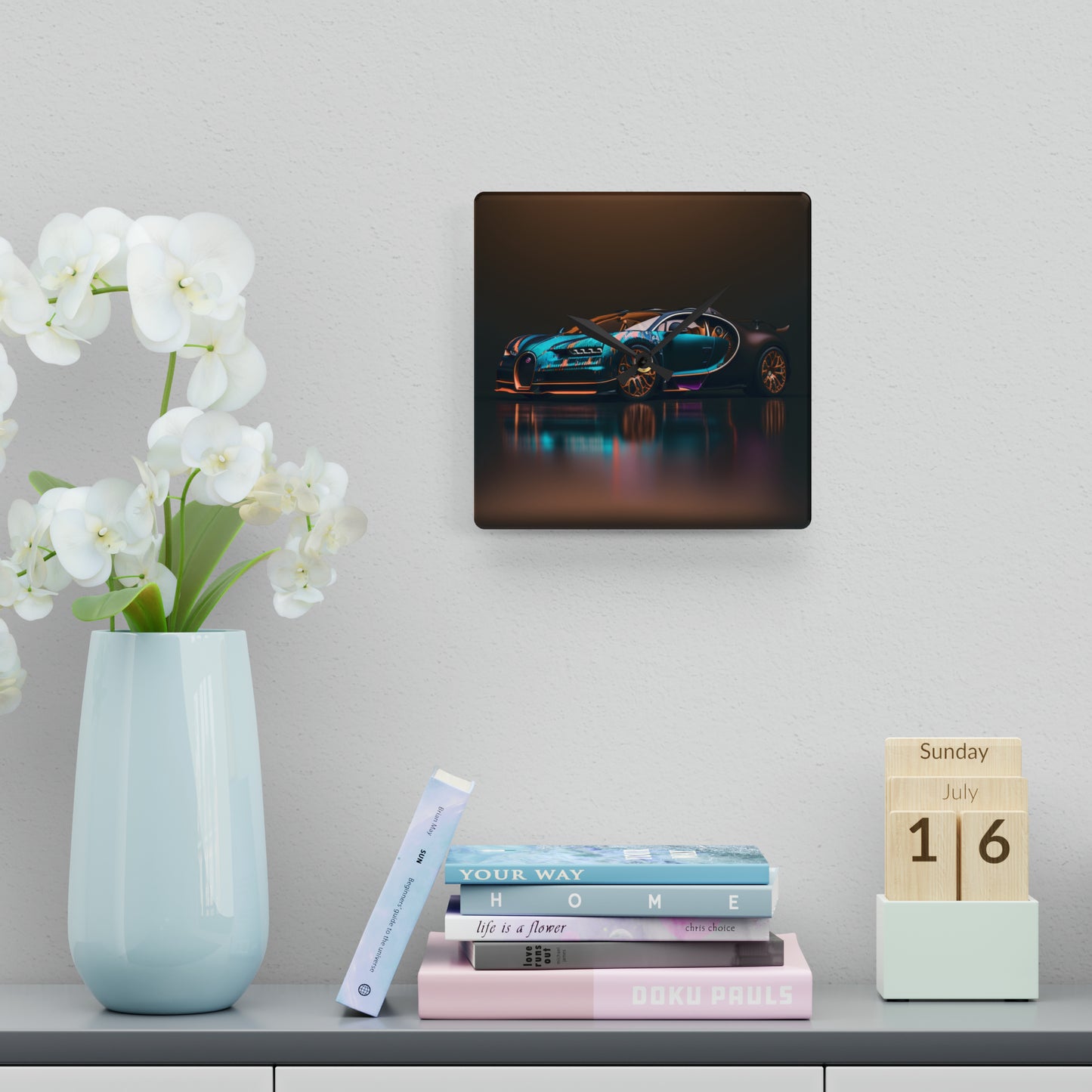 Acrylic Wall Clock Bugatti Blue 2