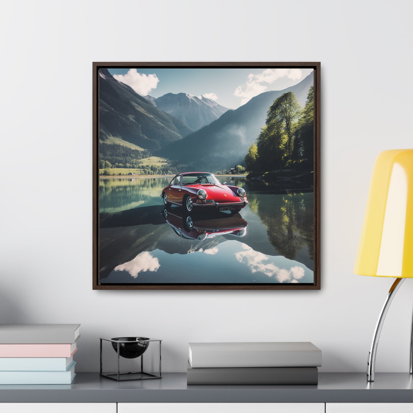 Gallery Canvas Wraps, Square Frame Porsche Lake 3