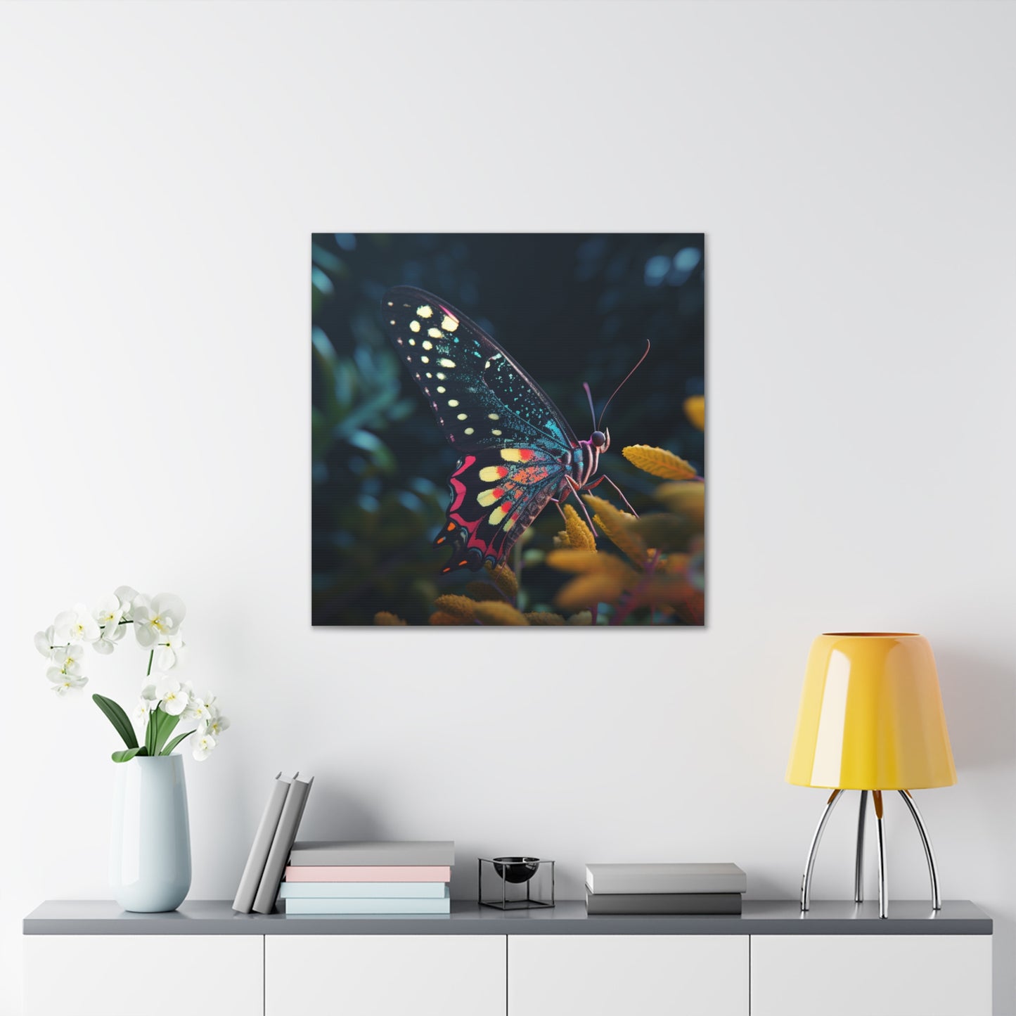 Canvas Gallery Wraps Hyper Colorful Butterfly Macro 2