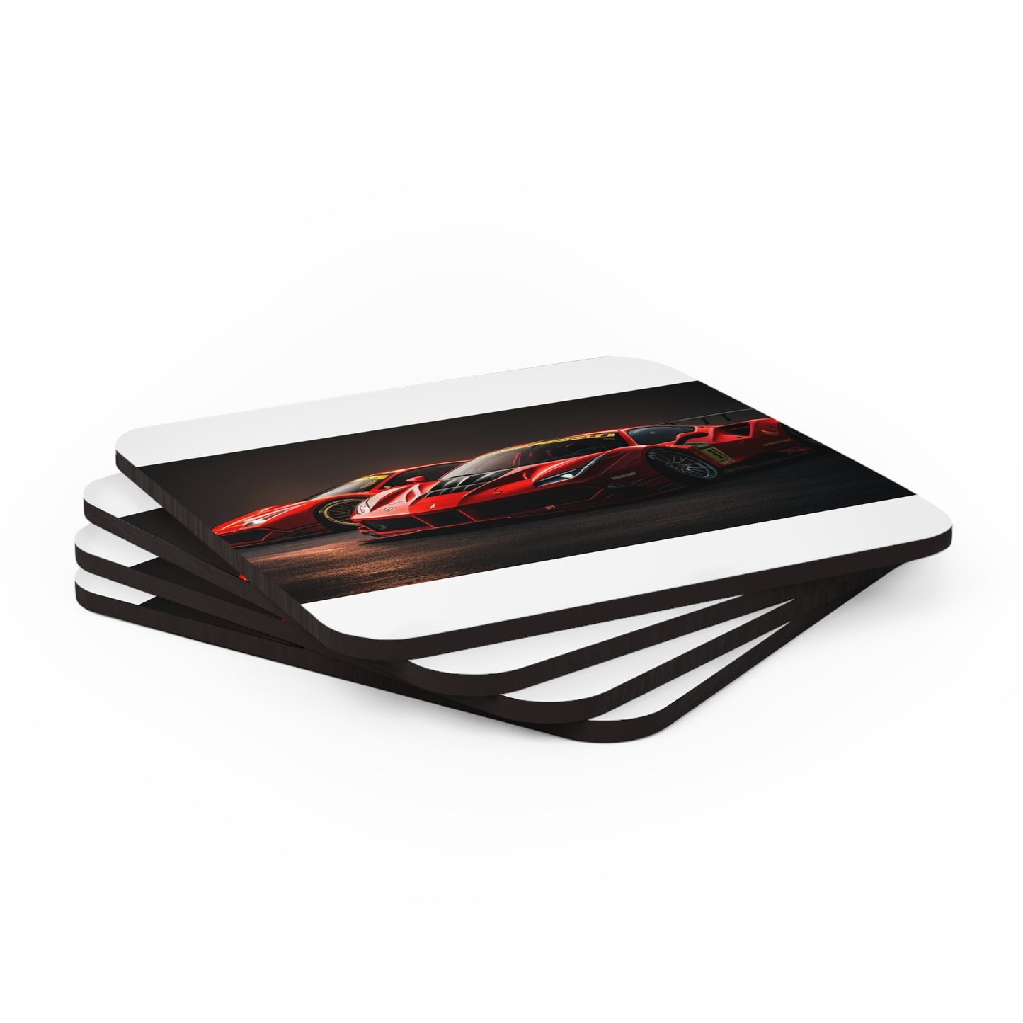 Corkwood Coaster Set Ferrari Red 4