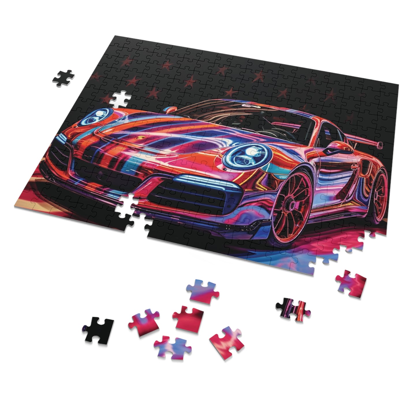 Jigsaw Puzzle (30, 110, 252, 500,1000-Piece) American Flag Colored Porsche 4