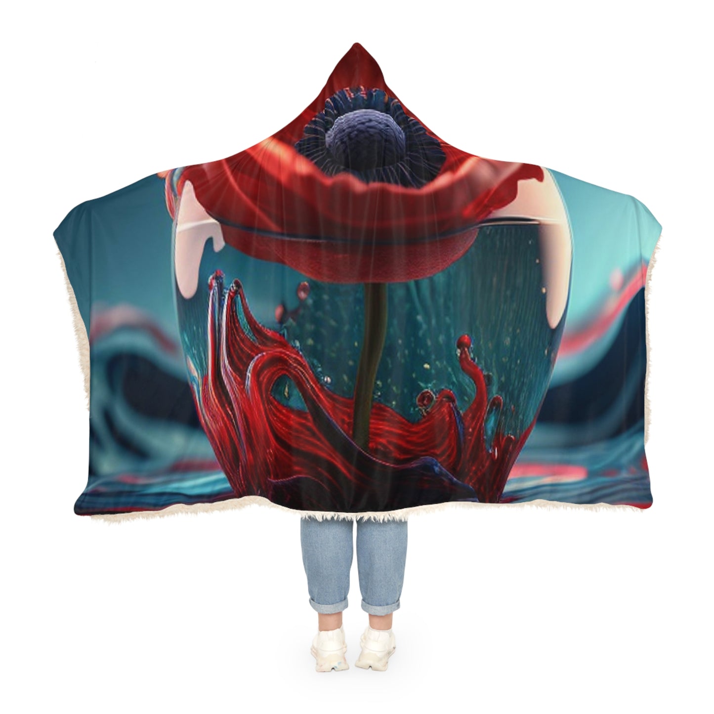 Snuggle Hooded Blanket Red Anemone in a Vase 2