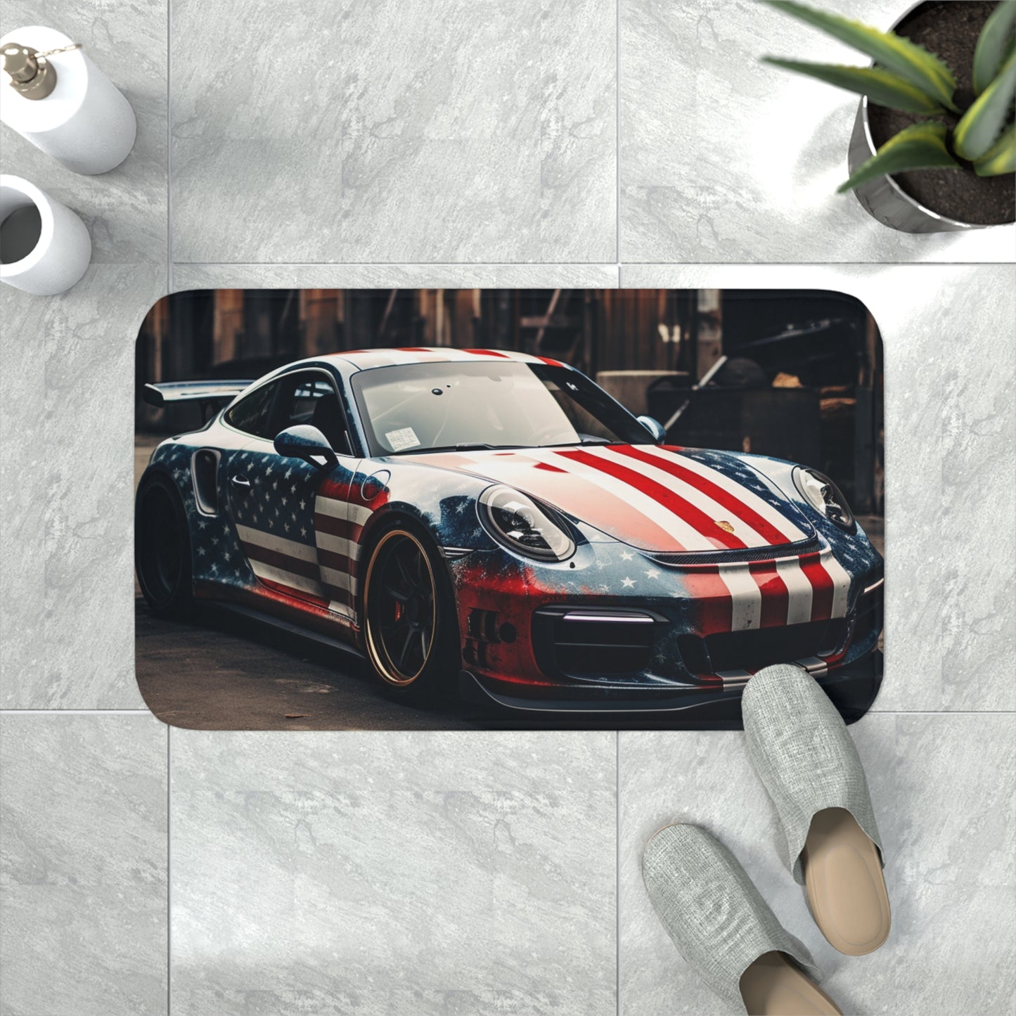 Memory Foam Bath Mat American Flag Porsche 3