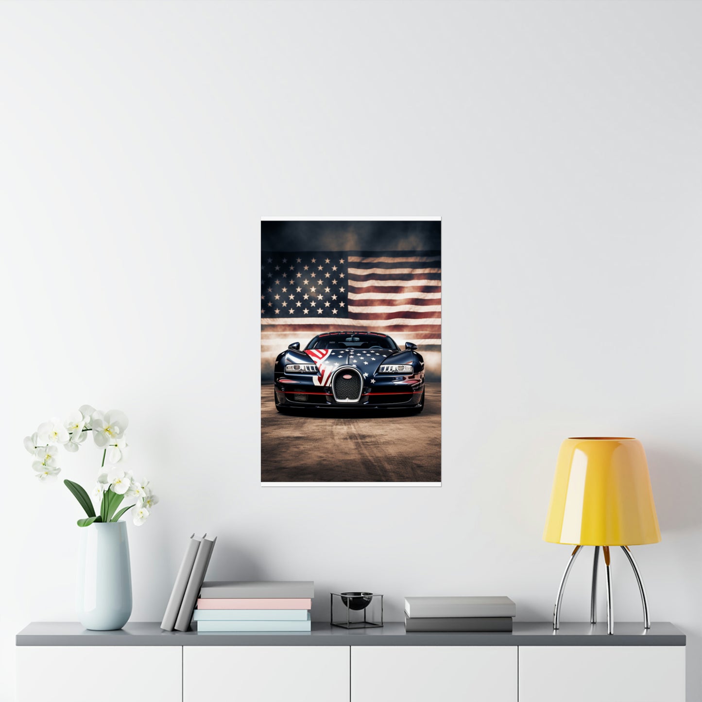 Premium Matte Vertical Posters Bugatti American Flag 2