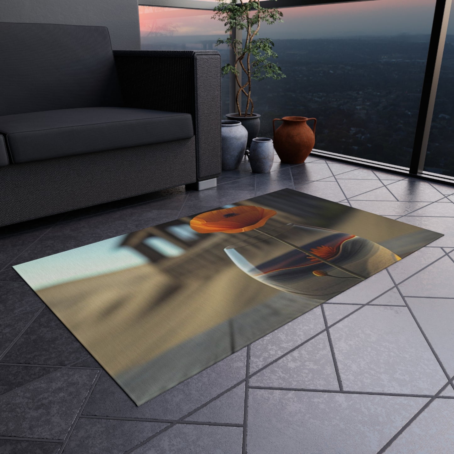 Outdoor Rug  Poppy in a Glass Vase 4